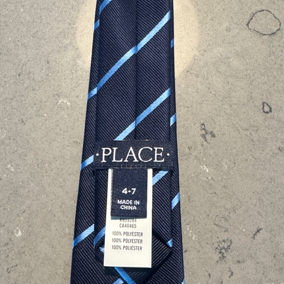 The Children's Place Navy and Light Blue Adjustable Striped Tie Age 4-7 - Picture 7 of 7